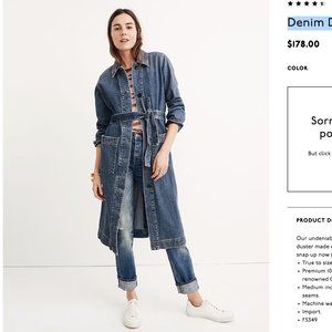MADEWELL / Denim Duster Coat - XXS